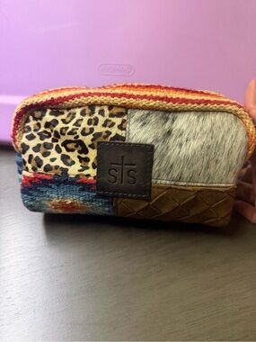 STS Ranch Patchwork Leopard & Haircalf Cosmetic Bag - Multicolor